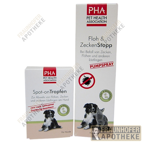 Bild 1 von PHA-Paket 1: Spot On-Zeckenschutz Hund 4x2ml + Zecken- u. Floh-Stop Spray 125ml